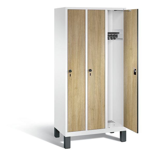 C+P Evolo kleerkast, H1850xB900xD500mm, kleur: verkeerswit / decor eiken Sereno, 48010-30 S10688