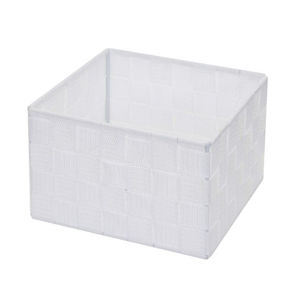 Mendler set van 4 opbergmanden HWC-C37, decoratieve mand mand opbergplank mand decoratie 12x19x19cm, wit, 4x61259
