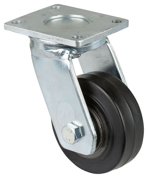 BS Rollen zwaarlastwiel, wielbreedte 38 mm, wiel-Ø 100 mm, draagvermogen 150 kg, zwarte elastische banden, gegoten wiellichaam, kogellagers, RR100.B81.100
