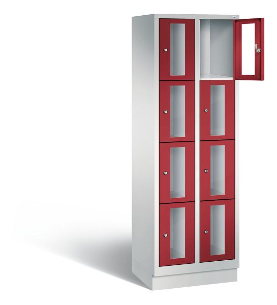 C+P lockerkast Classic, H1800xB610xD500mm, kleur: lichtgrijs/robijnrood, 8020A204 S10001
