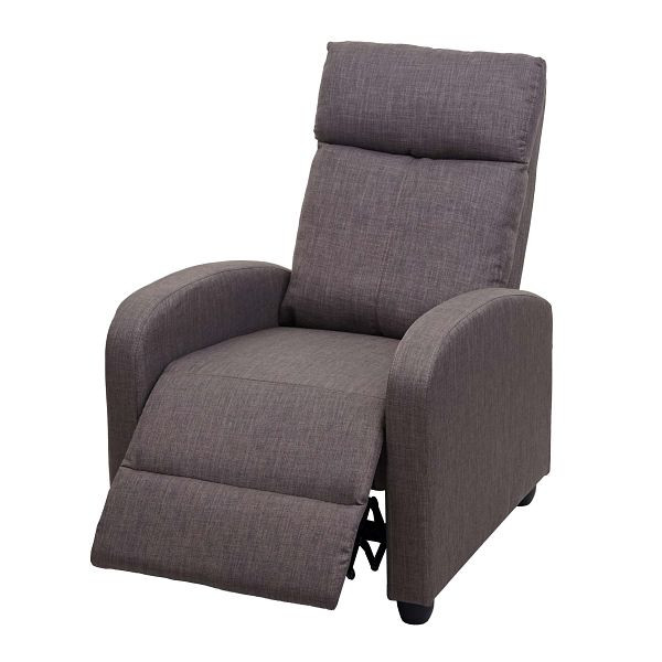 Mendler TV-fauteuil HWC-F76, relaxfauteuil, loungestoel, ligfunctie verstelbare stof/textiel, grijsbruin, 70464