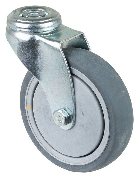 BS rollen apparatenrol, breedte 28 mm, Ø100 mm, tot 70 kg, grijs rubberen loopvlak, elektrisch geleidend, kogellagers, verpakking van 2 stuks, A301.A89.100