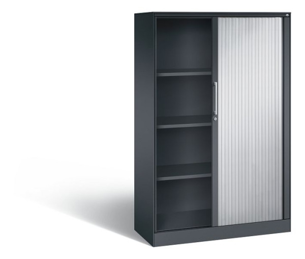 C+P rolluikkast Asisto, H1639xB1000xD435mm, kleur: zwart grijs/wit aluminium, beugelgreep, 4 niveaus, 143012-000 S10055