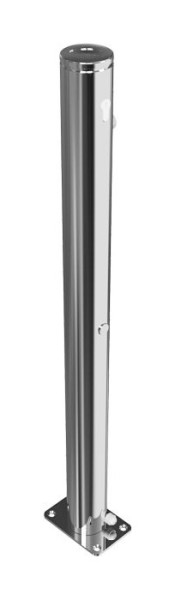Schake afzetpaal van RVS type 4272UZ, Ø 76mm, met siergroef, opklapbaar, met profielcilinder, voor pluggen, geslepen, 4272UZ