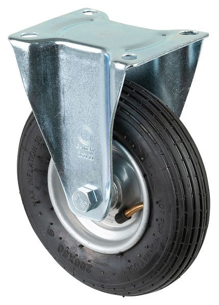 BS rollen transportrol, vaste rol, wielbreedte 50 mm, wiel Ø 200 mm, draagvermogen 75 kg, zwart rubberen luchtwiel, stalen velg, rollager, L410.C90.200