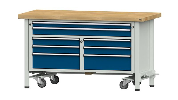 ANKE werkbanken Kastwerkbank, model 259 V, 1500 x 700 x 850 mm, RAL 7035/5010, BMP 50 mm, met neerlaatbare aandrijfinrichting, 304.225