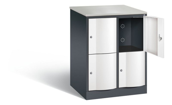 C+P XL lockerkast Resisto, H1077xB772xD640mm, kleur: zwartgrijs / verkeerswit, 8472-273 S10040