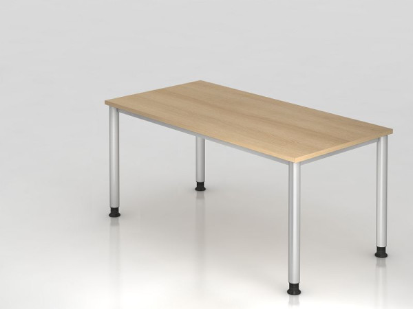 Hammerbacher bureau 4 voet rond 160x80cm eiken/zilver, rechthoekige vorm, VHS16/E/S