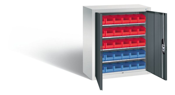 C+P tijdschriftenkast serie 13, H830xB700xD300mm, kleur: lichtgrijs / antracietgrijs, verzonken handgreep, 134013-23 S10029