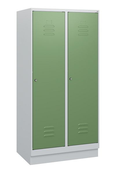 C+P luierkluis Classic PLUS, onderbouw, 2 vakken, 1630x800x500mm, 7035/6011, cilindersloten, 0800205-22 S10021