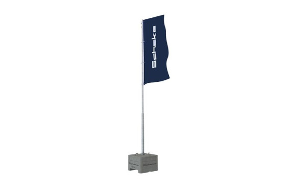 Schake vlaggenmastenset 6m, bestaande uit: 1x betoninstallatieapparaat, 1x stalen mast 6,0m, verzinkt, 1x vlaggenboom, 3531F-SET