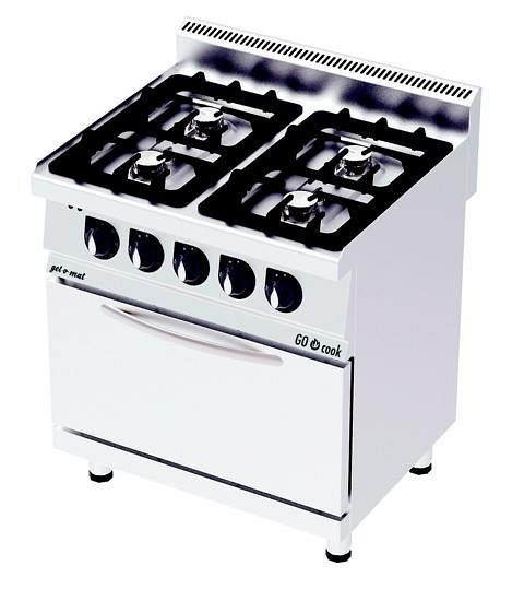 gel-o-mat Gasherd mit Elektrischem Backofen, GO Cook 700, Gas 36 kW Leistung, CO8070GE