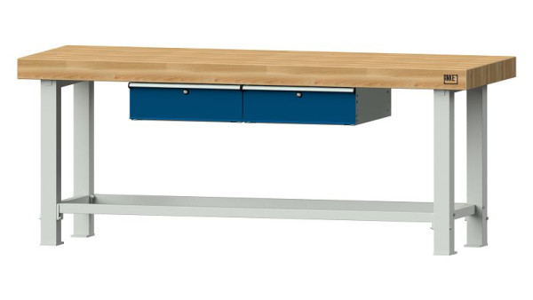 ANKE werkbanken werktafel, model 202 VS, 2250 x 800 x 900 mm, RAL 7035/5010, BMP 100 mm, 320.153