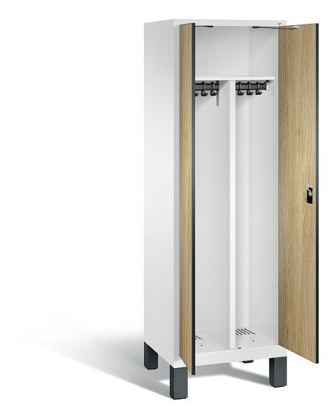 C+P zwart wit locker Evolo, H1850xB610xD500mm, kleur: verkeerswit / decor eiken Sereno, 48012-20 S10189
