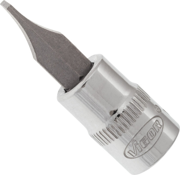VIGOR schroevendraaierbit, hol vierkant 6,3 mm (1/4 inch), sleufprofiel, 1,2 x 7 mm, V2429N