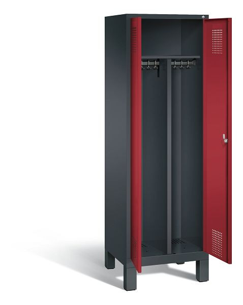 C+P zwart wit kastje Evolo, H1850xW610xD500mm, kleur: zwart-grijs/robijnrood, 48012-20 S10234