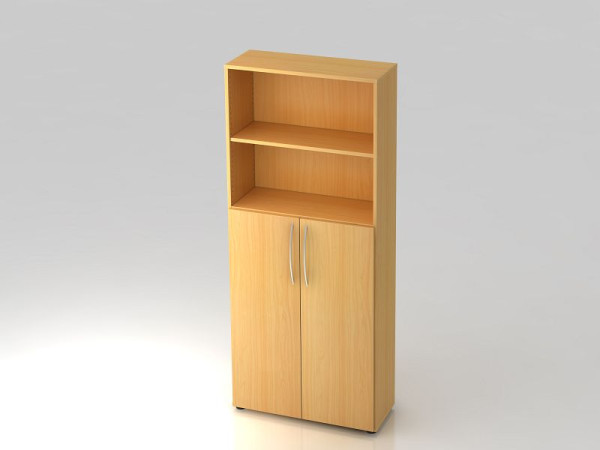 Hammerbacher plank 5OH, 3OH deuren onder, gebogen handgreep beuken/beuken, 80x34,6x188 cm (BxDxH), V4770/6/6/BM
