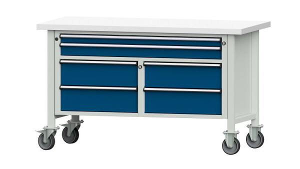 ANKE werkbanken kistwerkbank, model 255 V, 1500 x 700 x 890 mm, RAL 7035/5010, KSP 40 mm, verrijdbaar, 304.165