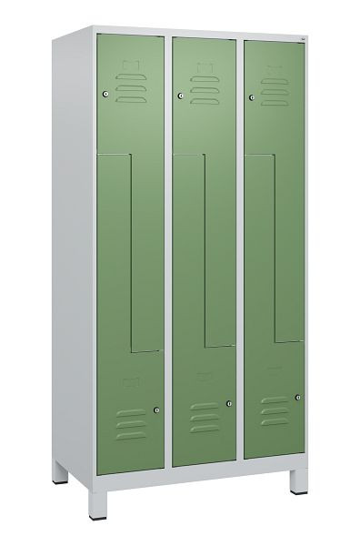 C+P Z-Spind Classic PLUS, voeten, 6 vakken, 1800x900x500mm, 7035/6011, cilindersloten, 0800137-306 S10021