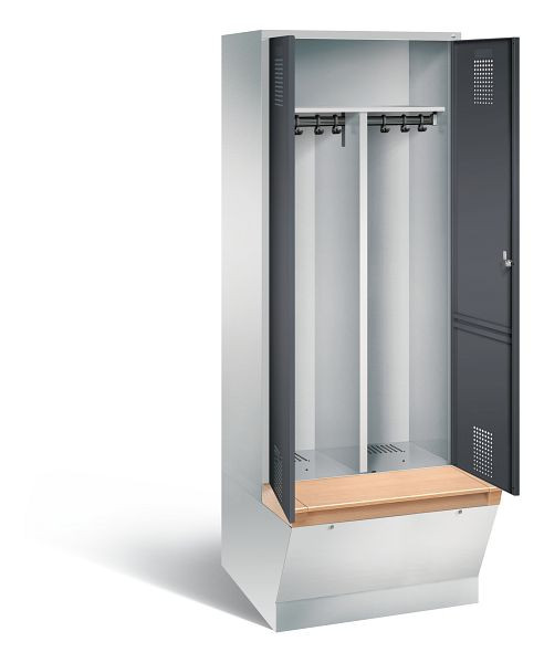 C+P zwart wit kastje Evolo, H2090xW810xD815mm, kleur: lichtgrijs / zwartgrijs, 48056-22 S10172