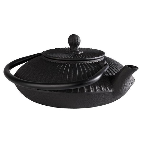 APS theepot -ASIA-, 19,5 x 18 cm, hoogte: 15 cm, gietijzer, binnenkant geëmailleerd, 0,8 liter, zwart, met afneembaar deksel, 10991