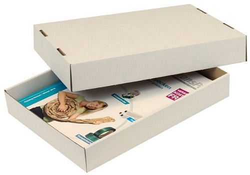 DENIOS schuifdekseldoos, 302 x 215 x 45 mm, A4-formaat, kwaliteit 1.20E, verpakking van 50, 299438