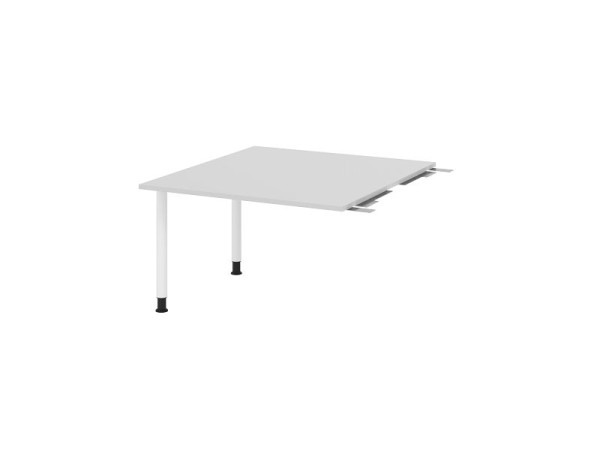 Hammerbacher tussenplaat VKT, kleur tafelblad: grijs, plaat: 1200 x 1300 x 25 mm, ronde buisvoet wit, werkhoogte: 720 - 740 mm, VKT12C/5/W