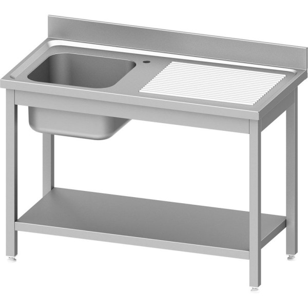 Stalgast spoelunit ECO met onderstel 1000x600x850 mm, met één wasbak links, met opstand, zelfmontage (AISI201), DST10661LA