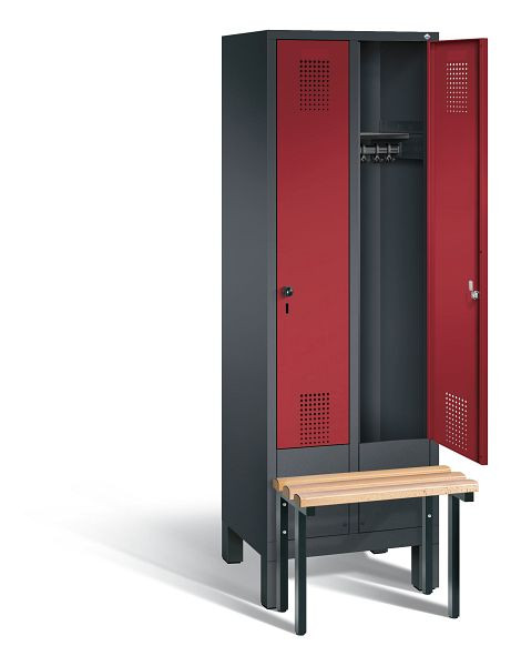 C+P Evolo locker, H1850xW610xD815mm, kleur: zwart-grijs/robijnrood, 48030-20 S10131