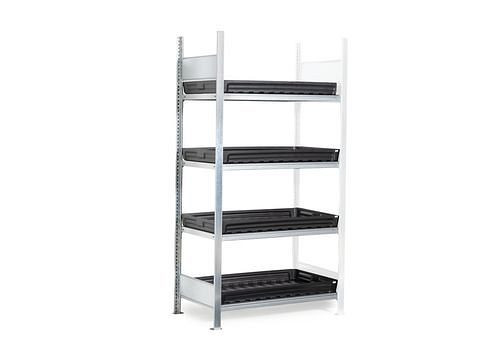 DENIOS Gefahrstoffregal GKW 1040 pro, 4 PE-Wannen, 1012 x 437 x 2000 mm, Anbaufeld, 273907