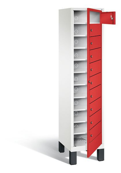 C+P wasverzamelkast Evolo, H1850xB420xD500mm, kleur: verkeerswit / vuurrood, 48060-110 S10118