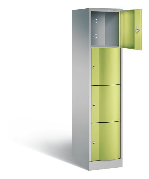 C+P XL lockerkast Resisto, H1950xB396xD640mm, kleur: wit aluminium / virid green, 8470-173 S10023