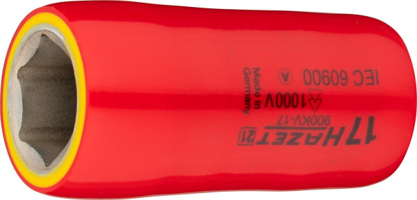 Hazet dopsleutelinzet, zeskant, dubbel geïsoleerd, hol vierkant 12,5 mm (1/2 inch), buitenzeskant trekprofiel, 17 mm, 900KV-17