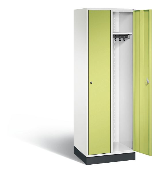 C+P garderobekast Intro, H1950xB620xD490mm, kleur: verkeerswit / virid green, 8170-201 S10068