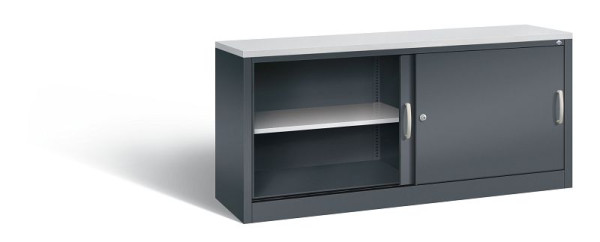 C+P dressoir met schuifdeuren Acurado, H720xB1600xD400mm, kleur: antracietgrijs, beugelgreep, 2 niveaus, 5724-00 S10411