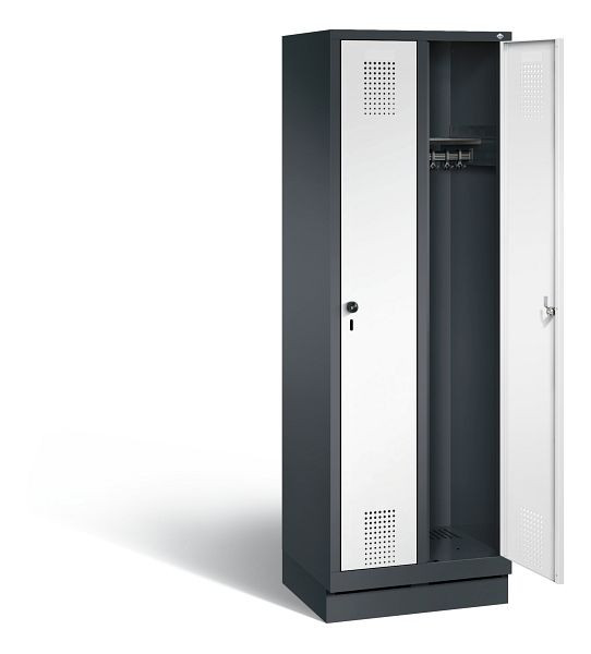 C+P garderobekast Evolo, H1800xB610xD500mm, kleur: zwartgrijs / verkeerswit, 48020-20 S10861