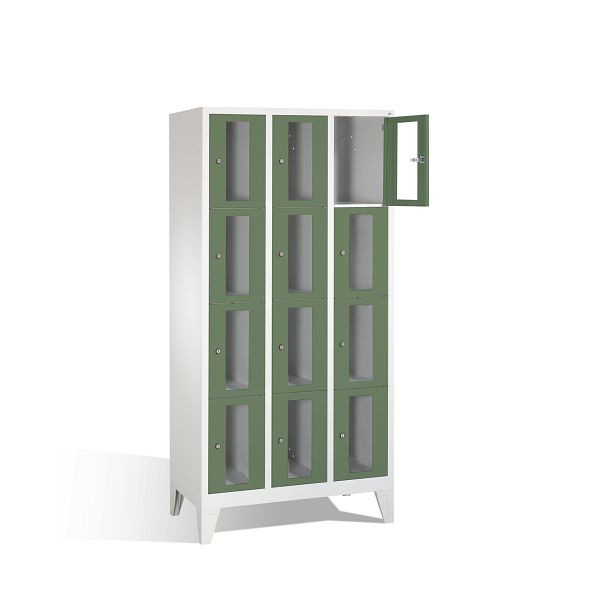 C+P lockerkast Classic, H1850xB900xD500mm, kleur: lichtgrijs / reseda groen, 8010A304 S10004