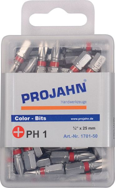 Projahn 1/4" gemarkeerde bit L25 mm Phillips nr. 1 pak van 50, 1701-50