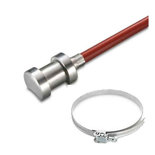 Environ contacttemperatuursensor met siliconenkabel tot 250°C, inclusief metalen klemband, NTC10K contactsensor, ENANTFNTC10K200S01