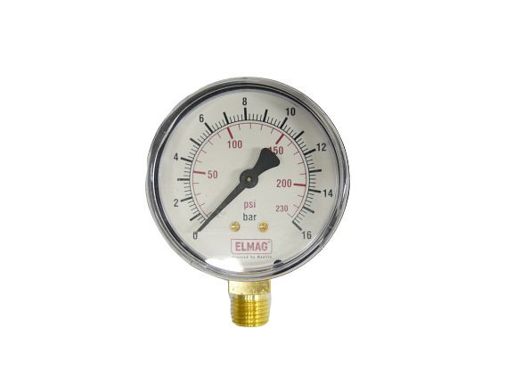 ELMAG manometer 0-16 bar, Ø 63 mm, Ø 1/4', buitendraad onder, 42226