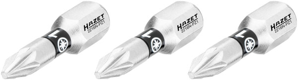 Hazet bit, massief zeskant 6,3 (1/4 inch), Pozidriv profiel PZ, PZ1, aantal gereedschappen: 3, sleutelmaat: PZ1, 2216N-PZ1/3