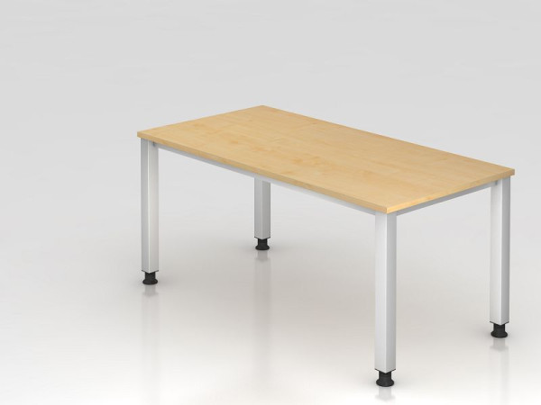 Hammerbacher bureau 4-poots vierkant 160x80cm esdoorn, rechthoekige vorm, VQS16/3/S