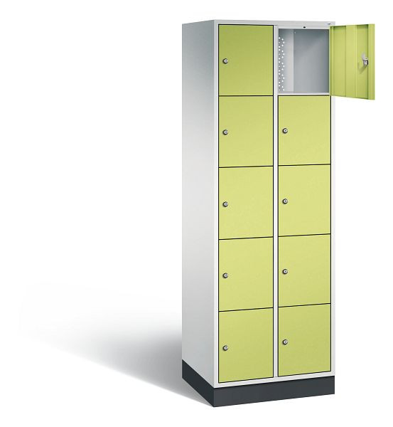 C+P lockerkast Intro, H1950xB620xD490mm, kleur: lichtgrijs / virid groen, 8570-201 S10184