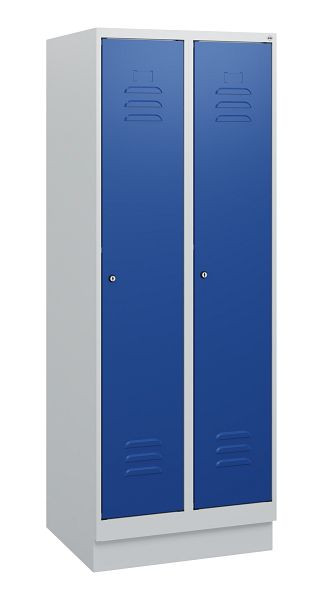 C+P luierkluis Classic PLUS, onderbouw, 2 vakken, 1630x600x500mm, 7035/5010, cilindersloten, 0800205-20 S10018