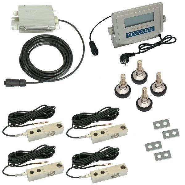 AGRIS Waagenbausatz mit Scherkraftzellen 4 x 2t, HD1 Wiegeanzeige, AGWSBH2T4HD1