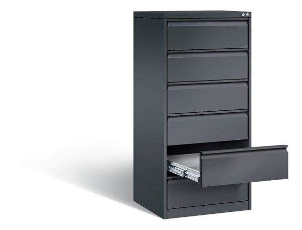 C+P archiefkast Acurado, H1357xB553xD590mm, kleur: zwart-grijs, handgreep, 12736-322 S10000