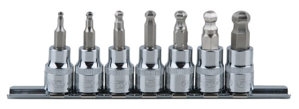 KS Tools 3/8" CHROMEplus bitdoppenset, binnenzeskant, kogelkop, 7-delig 3-10 mm, 918.3772
