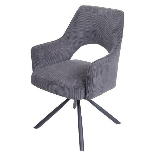 Mendler eetkamerstoel HWC-K30, keukenstoel, fauteuil, draaibare auto-position, stof/textiel, corduroy, 89723