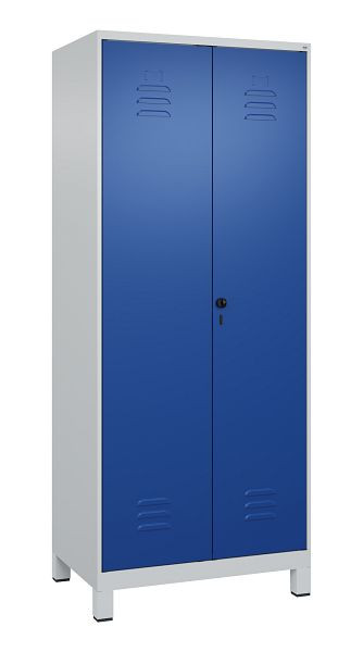 C+P Umkleidespind Classic PLUS, Doppel-Spind, Füße, 2 Abteile, 1950x800x500mm, 7035/5010, Drehriegel, 080012-22P S10009