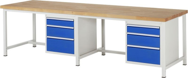 RAU werkbank serie 8000 - frameconstructie (gelast frame), 6 x laden, 3000x840x900 mm, 03-8159A1-309B4S.11